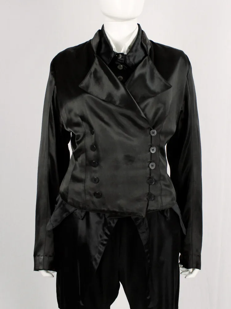 Ann Demeulemeester black double breasted jacket with woven back — spring 1990