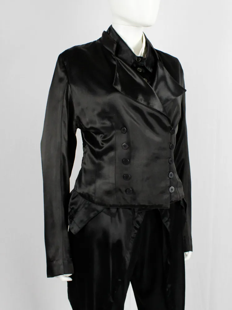 Ann Demeulemeester black double breasted jacket with woven back — spring 1990