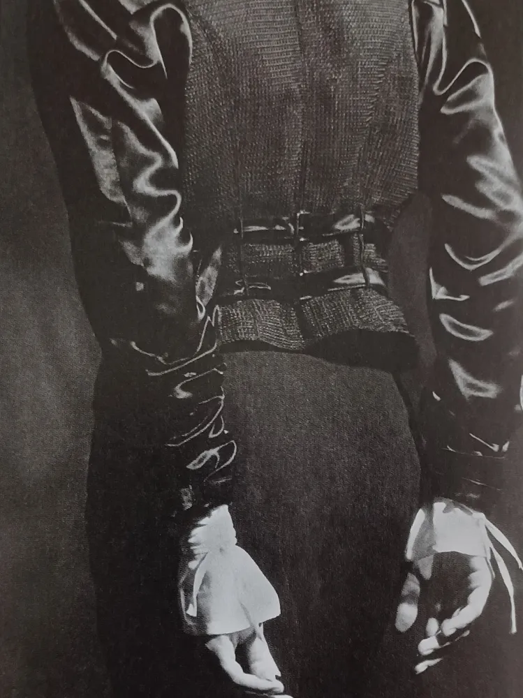 Ann Demeulemeester black double breasted jacket with woven back — spring 1990