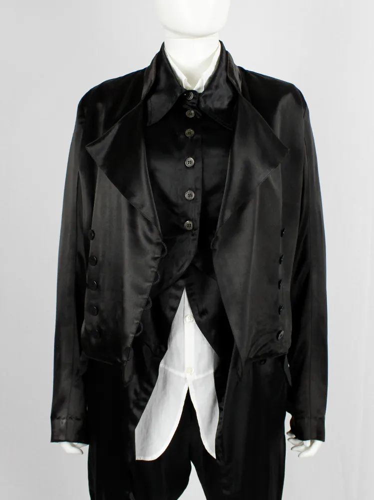 Ann Demeulemeester black double breasted jacket with woven back — spring 1990