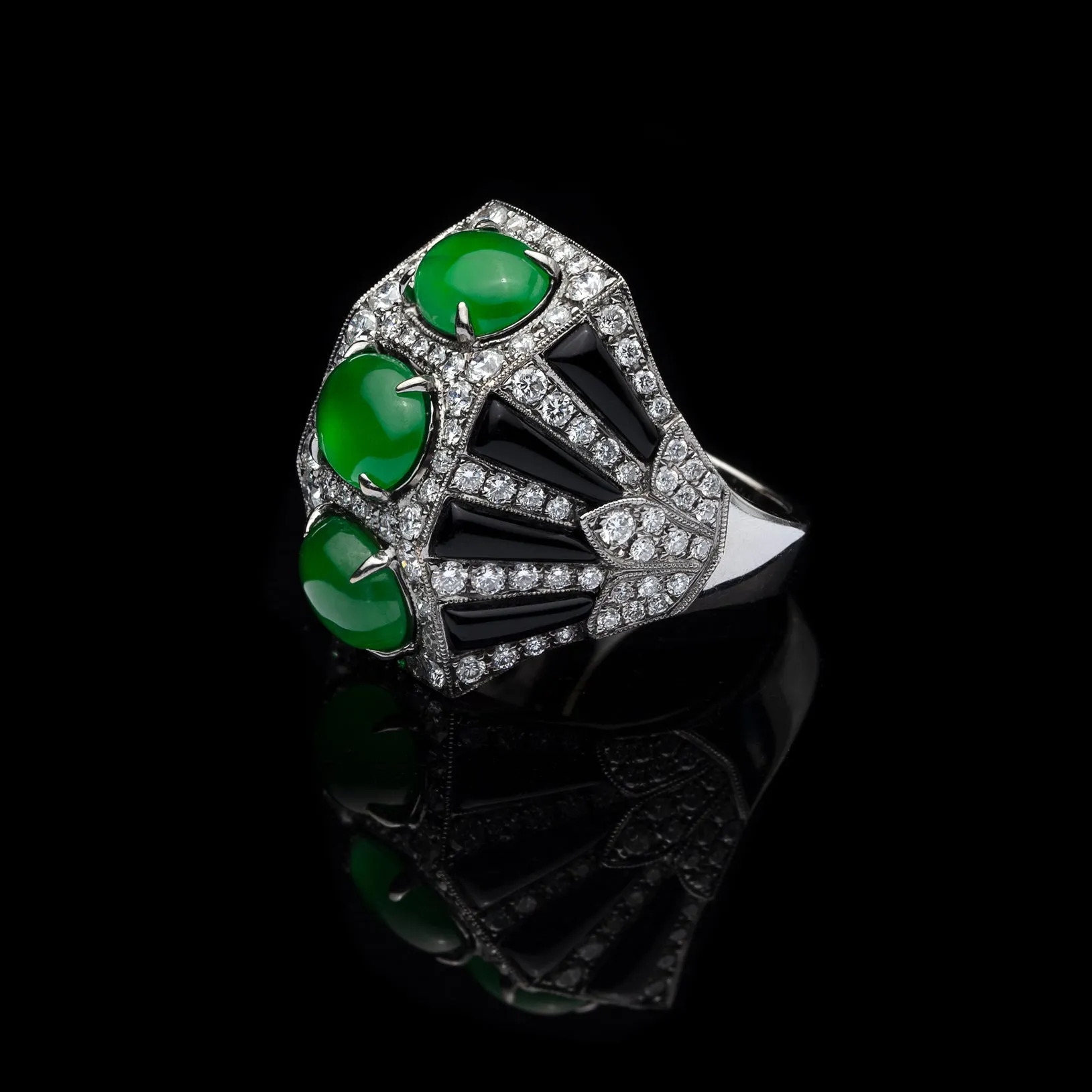 Anna Hu Jade, Onyx & Diamond Ring