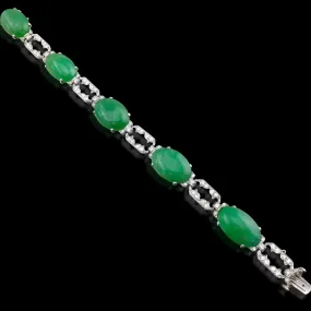 Art Deco J.E. Caldwell Jade Diamond Bracelet