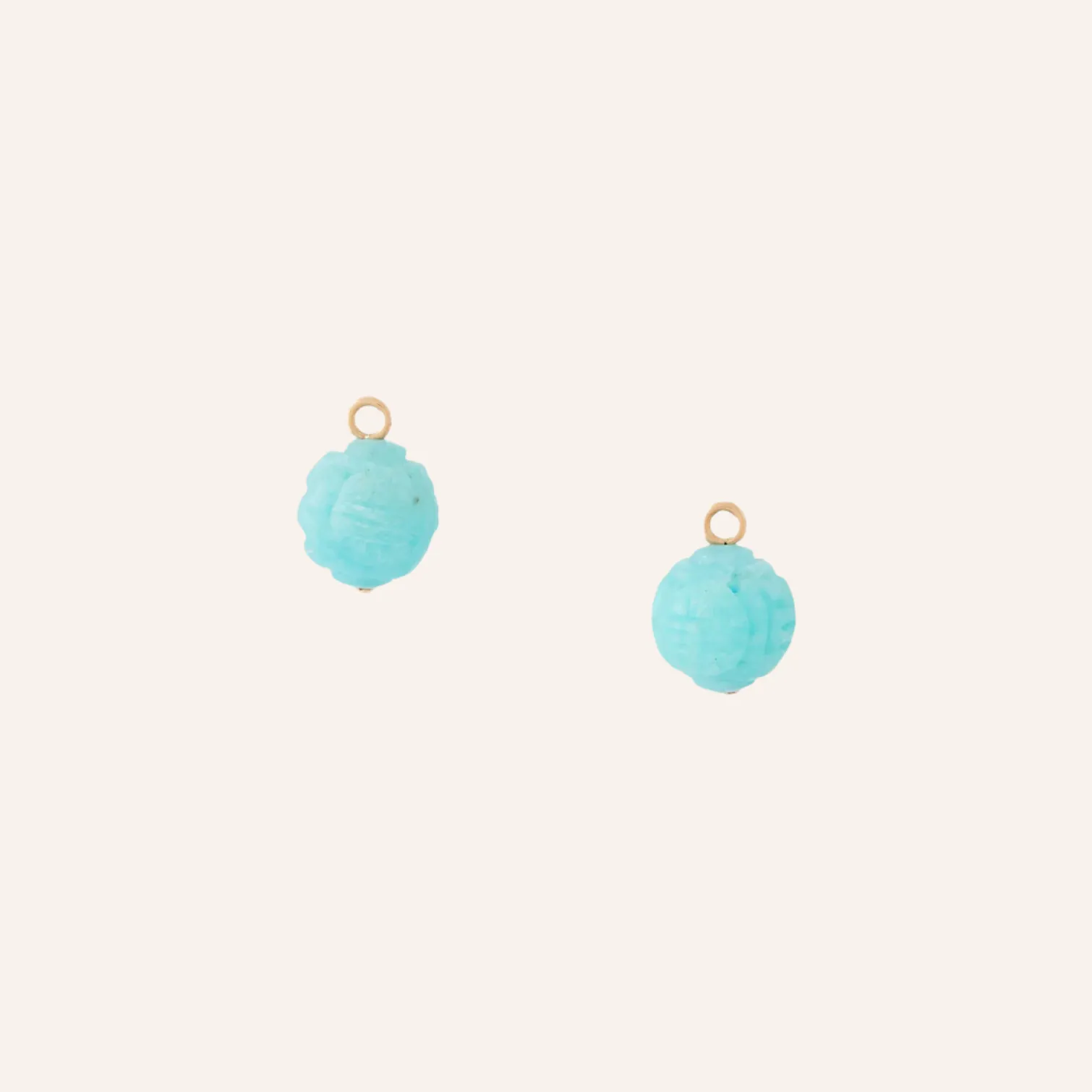 Asian Carved Amazonite 12mm Earring Drops