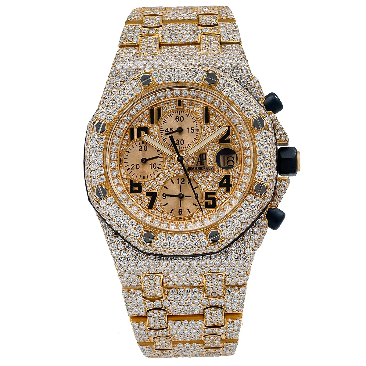 Audemars Piguet Royal Oak Offshore Chronograph 25721BA 42MM Champagne Dial With 29.75 CT Diamonds