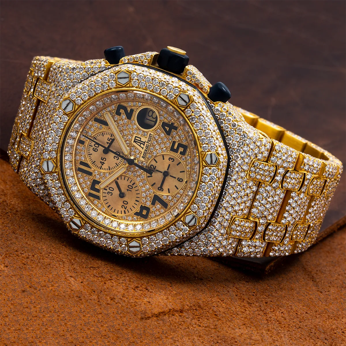 Audemars Piguet Royal Oak Offshore Chronograph 25721BA 42MM Champagne Dial With 29.75 CT Diamonds