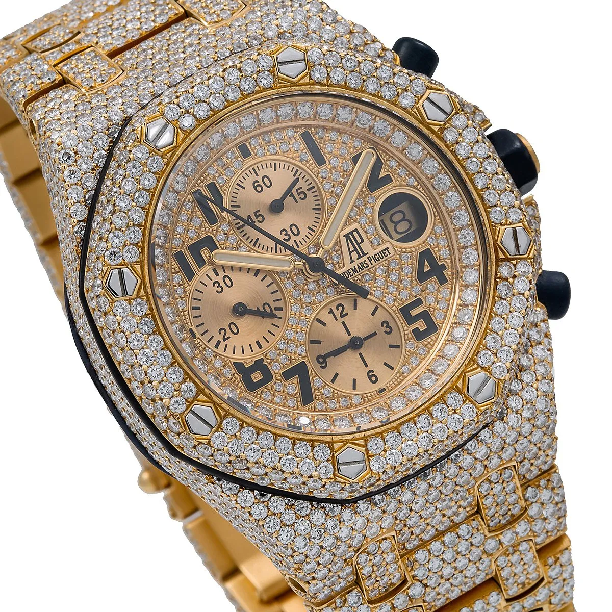 Audemars Piguet Royal Oak Offshore Chronograph 25721BA 42MM Champagne Dial With 29.75 CT Diamonds