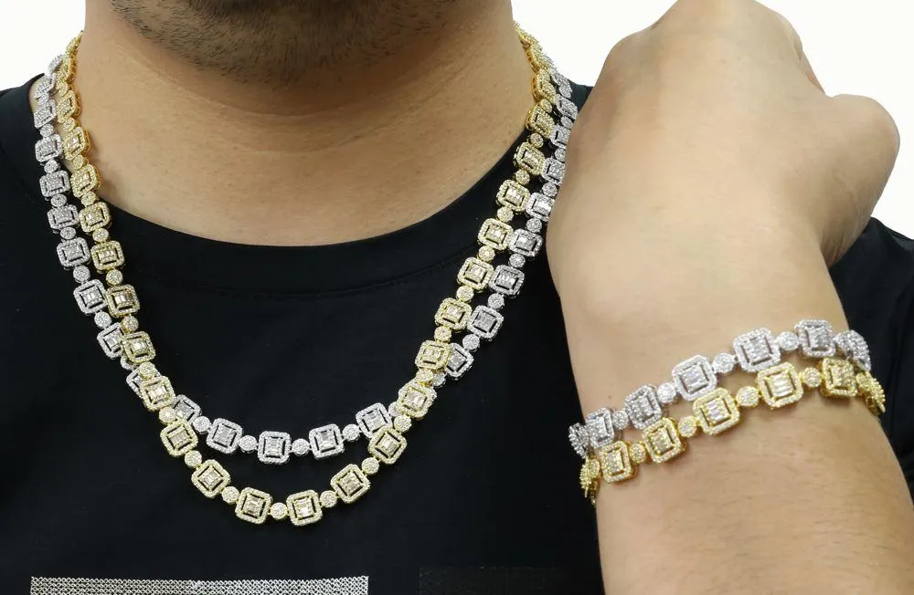 Baguette and Cluster Link CZ Iced Bling Chain