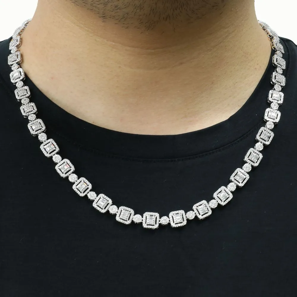 Baguette and Cluster Link CZ Iced Bling Chain