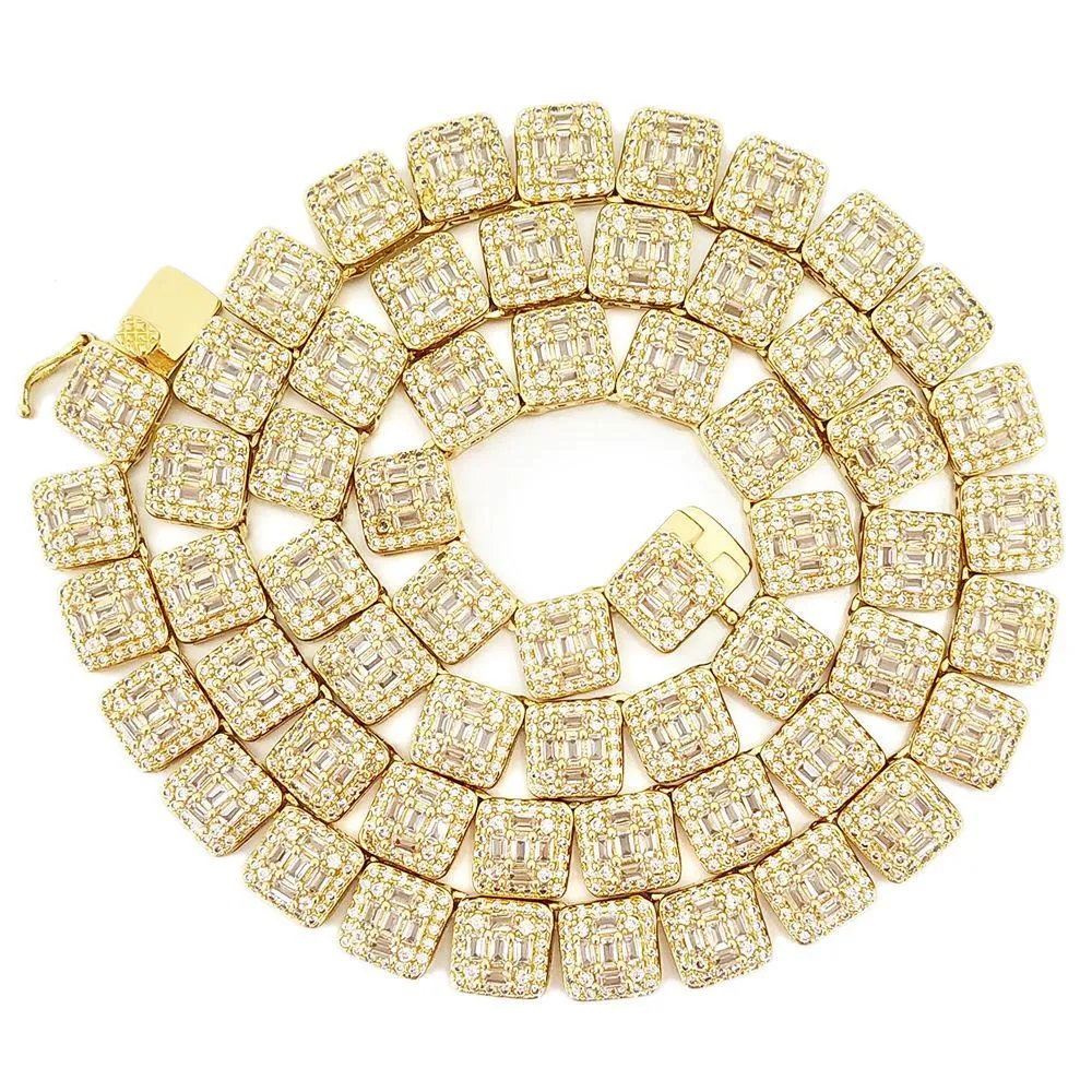 Baguette Square Cluster Link CZ Iced Out Chain