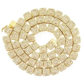 Baguette Square Cluster Link CZ Iced Out Chain