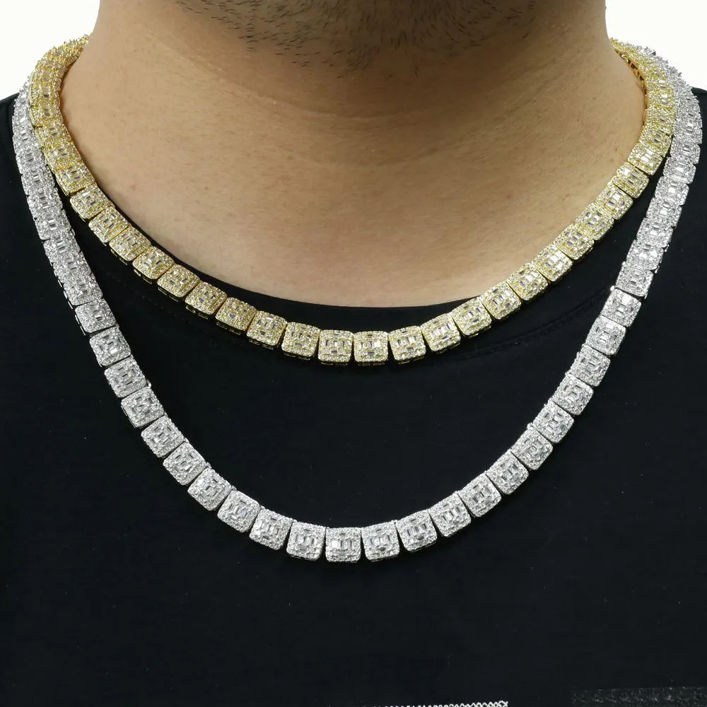 Baguette Square Cluster Link CZ Iced Out Chain