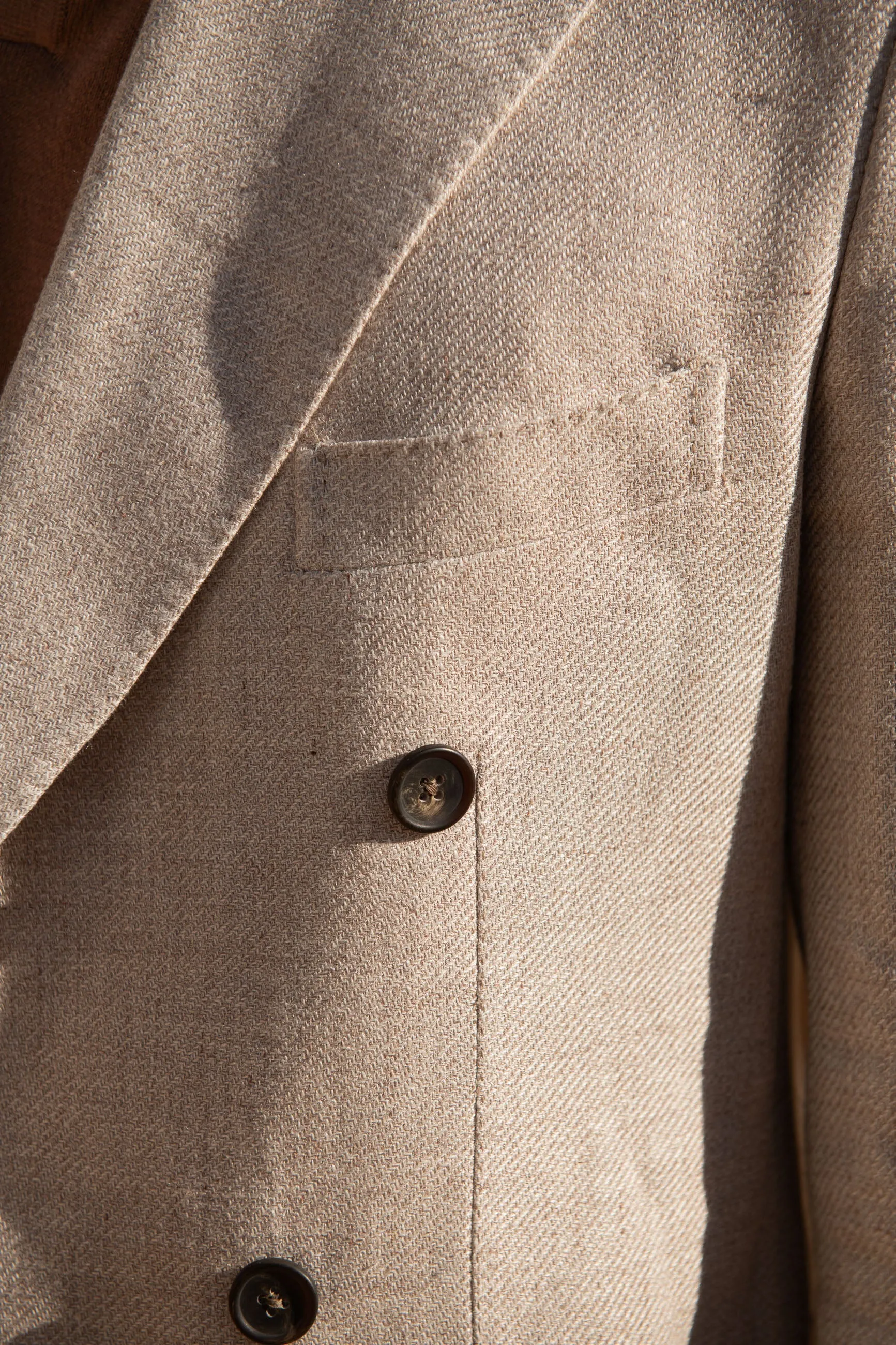 Beige double breasted linen cotton and silk jacket - Made in Italy