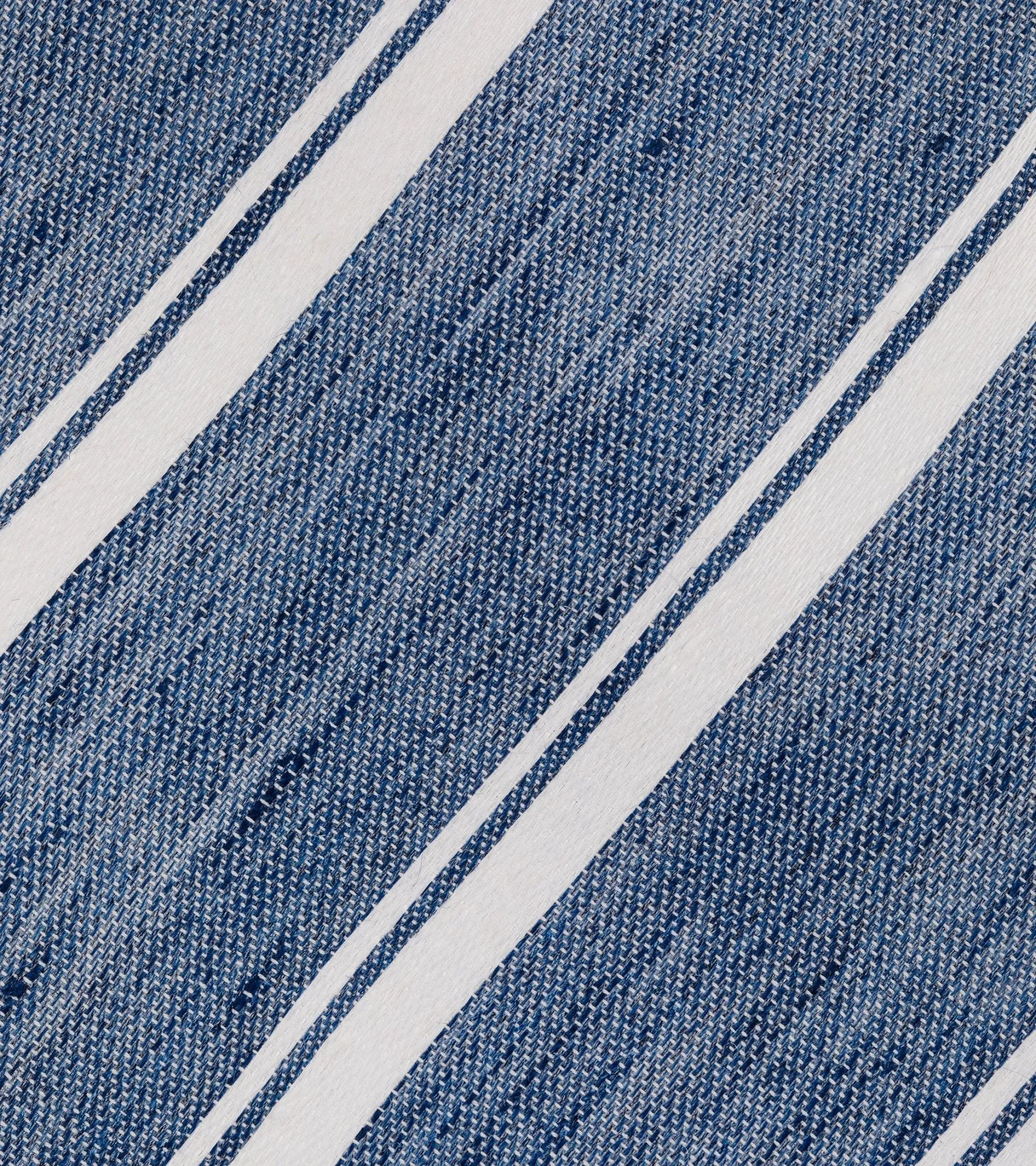 Bigi Cotton Silk Linen Stripe Tie: Blue