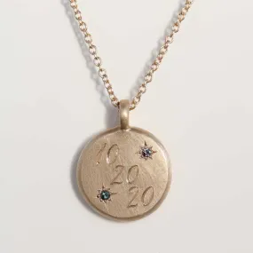 Birthstone Hand-engraved Date Pendant