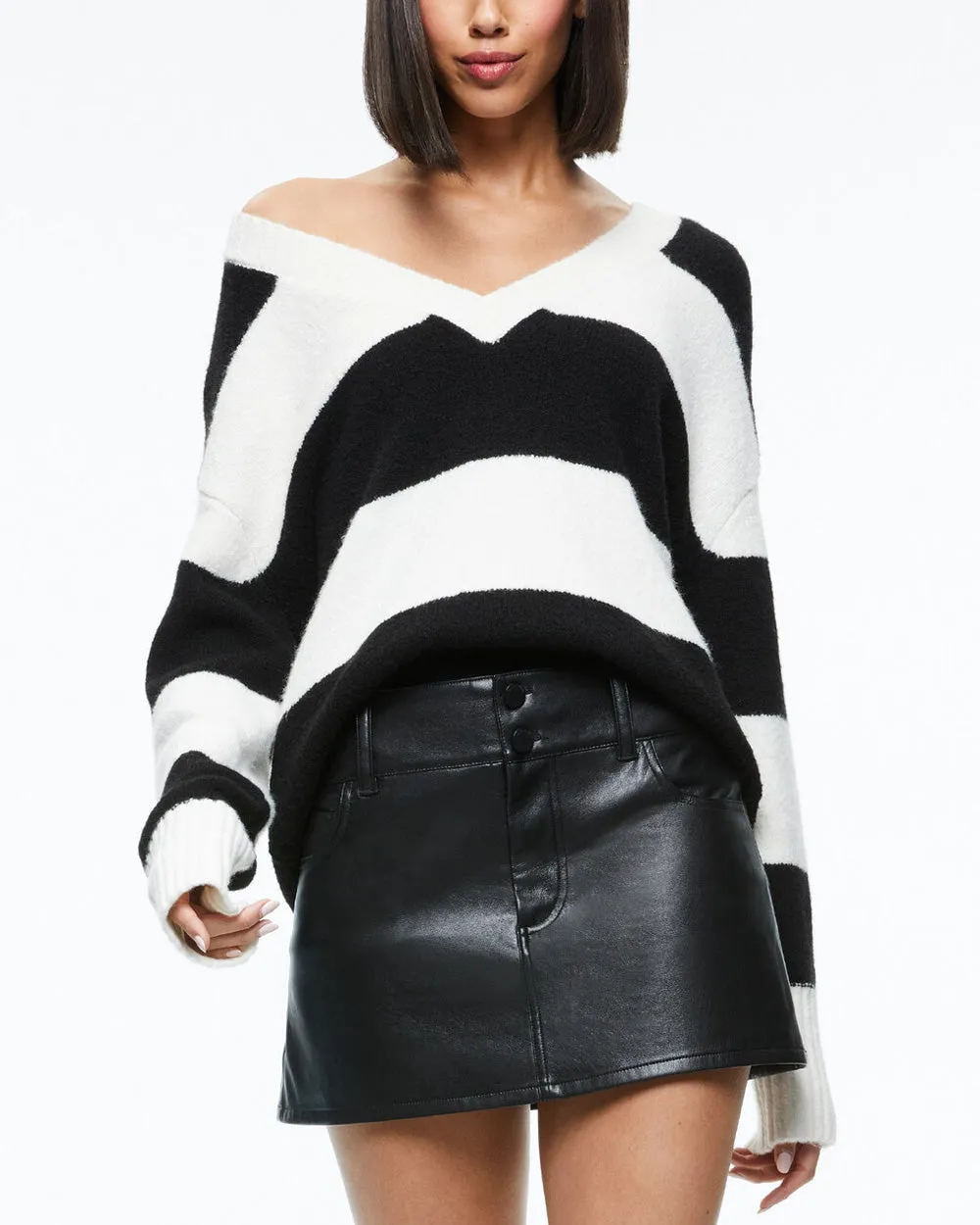 Black and Ecru Stripe Tiel Pullover