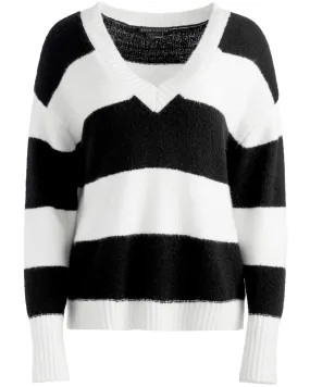 Black and Ecru Stripe Tiel Pullover