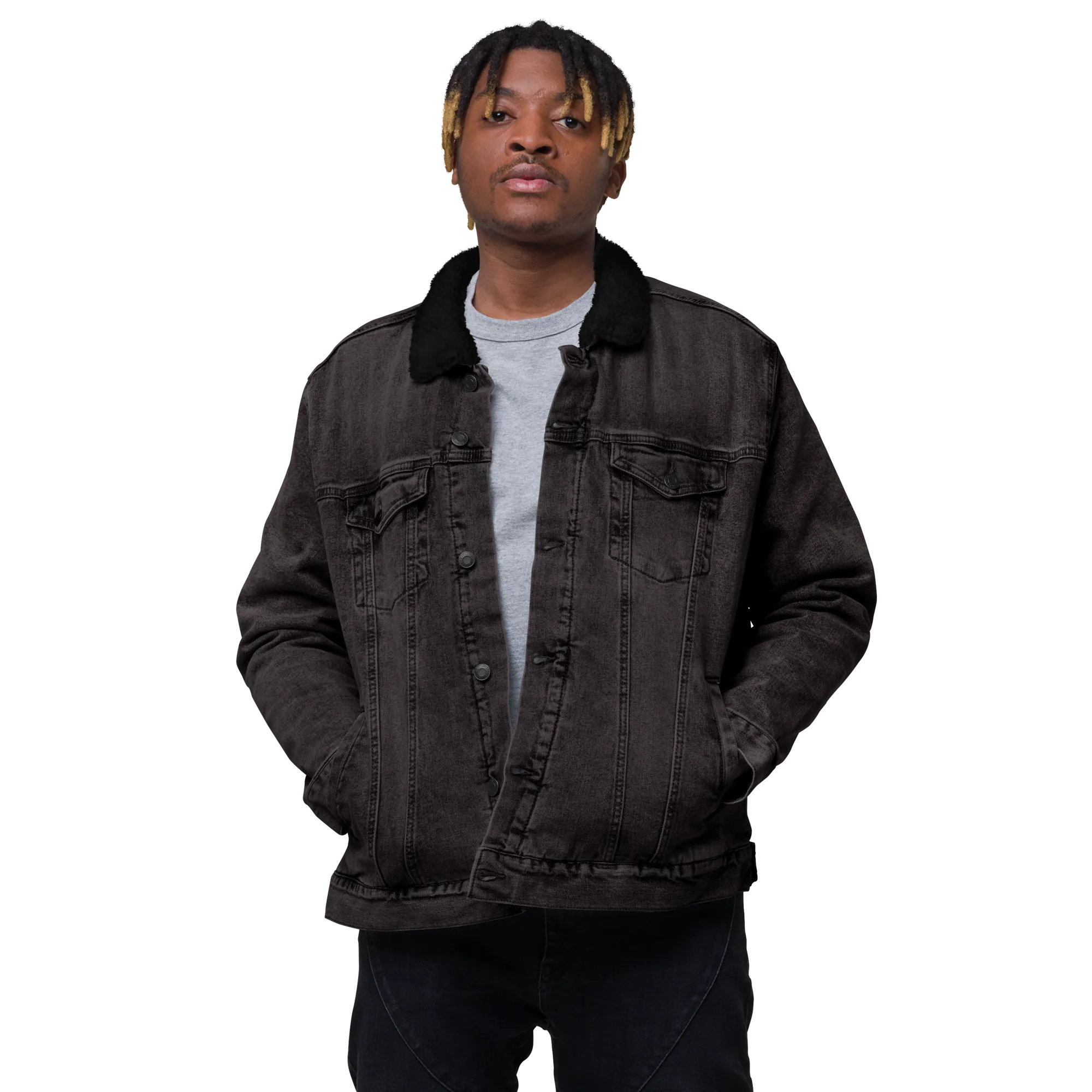 Black As Fuck Sherpa Denim Jacket