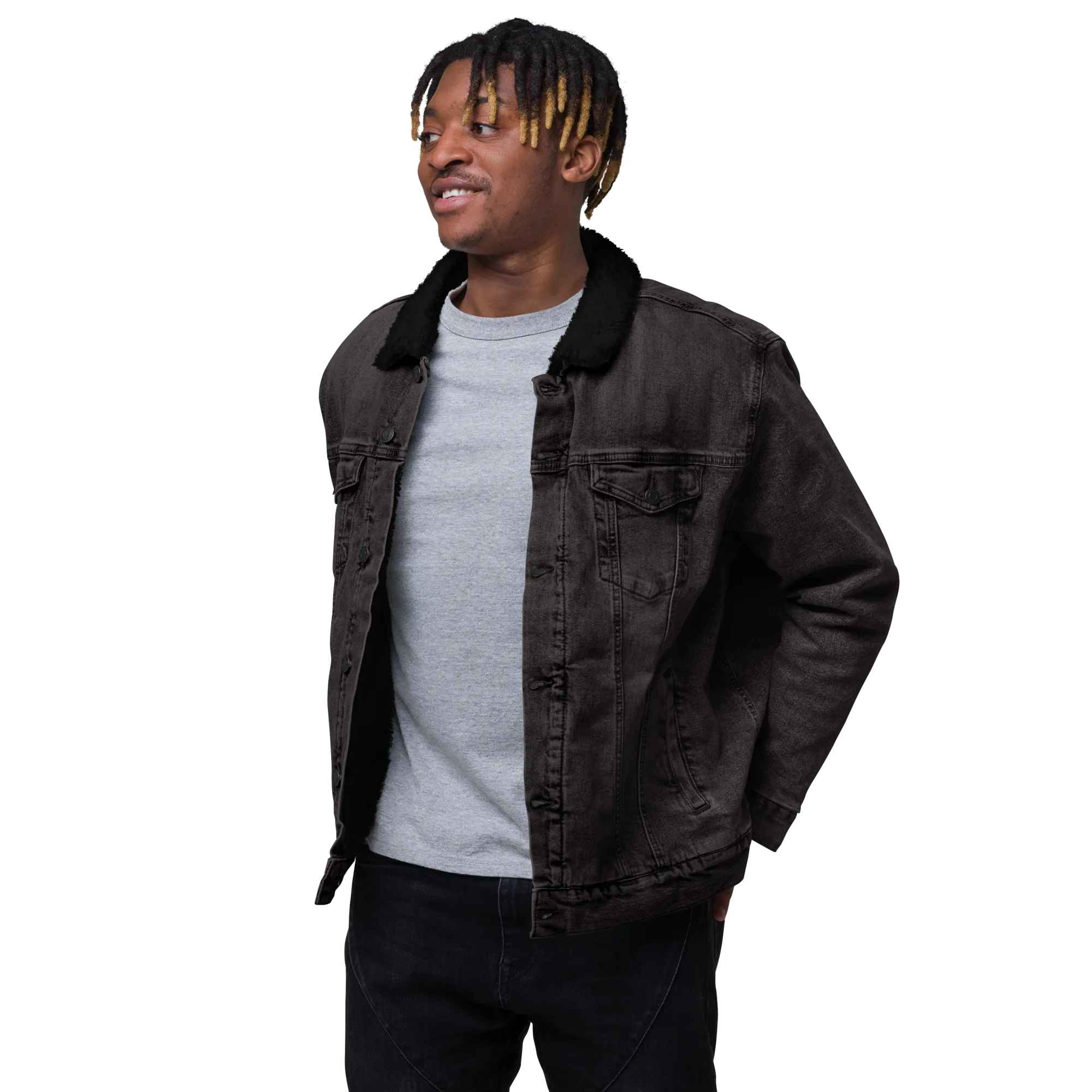 Black As Fuck Sherpa Denim Jacket