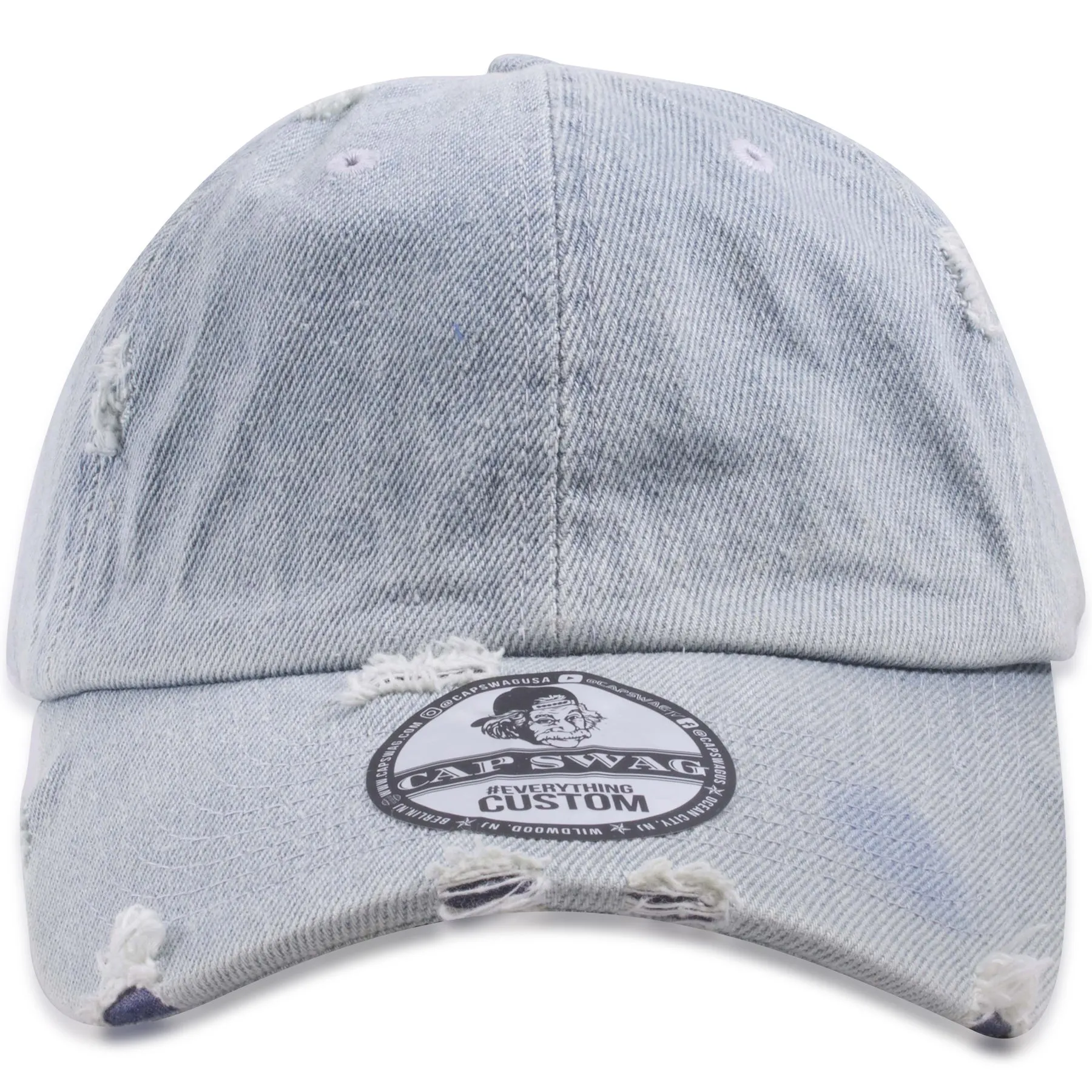 Blank Light Denim Distressed Adjustable Dad Hat