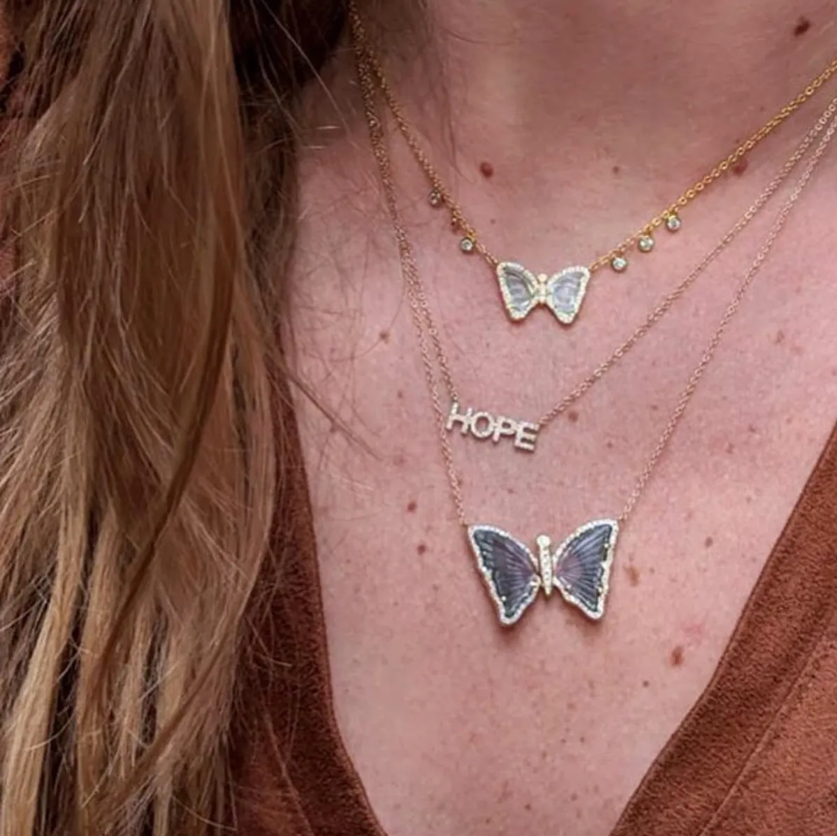 Butterfly Necklace With Mauve Tourmaline and Diamonds