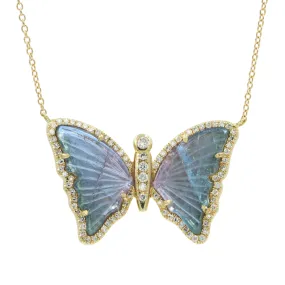 Butterfly Necklace With Mauve Tourmaline and Diamonds