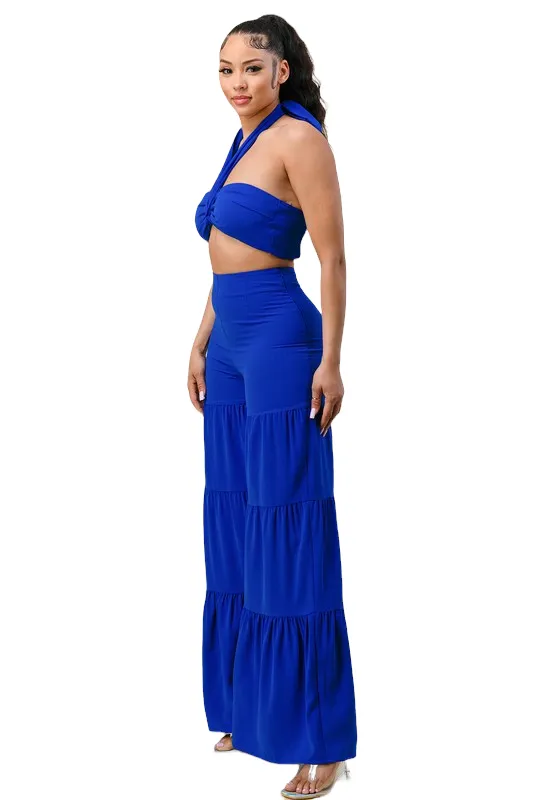 Calensa Royal Blue 2 Piece Flare Pants Set