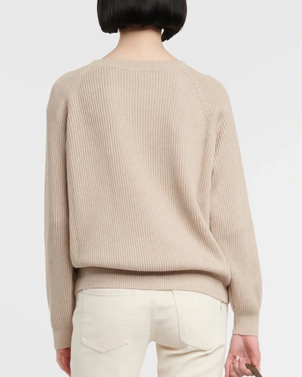 Camel Sea Island Cotton Ribbed Knit Pullover