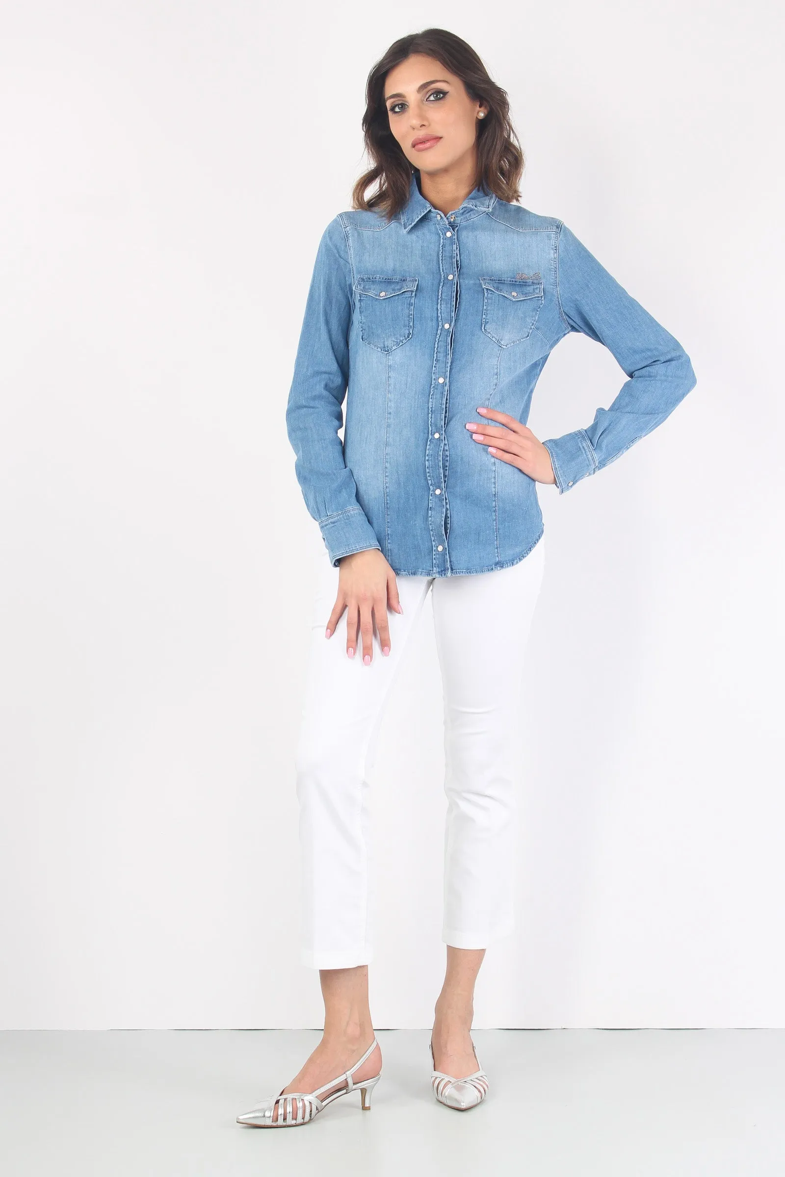 Camicia Denim Basica Denim Medio