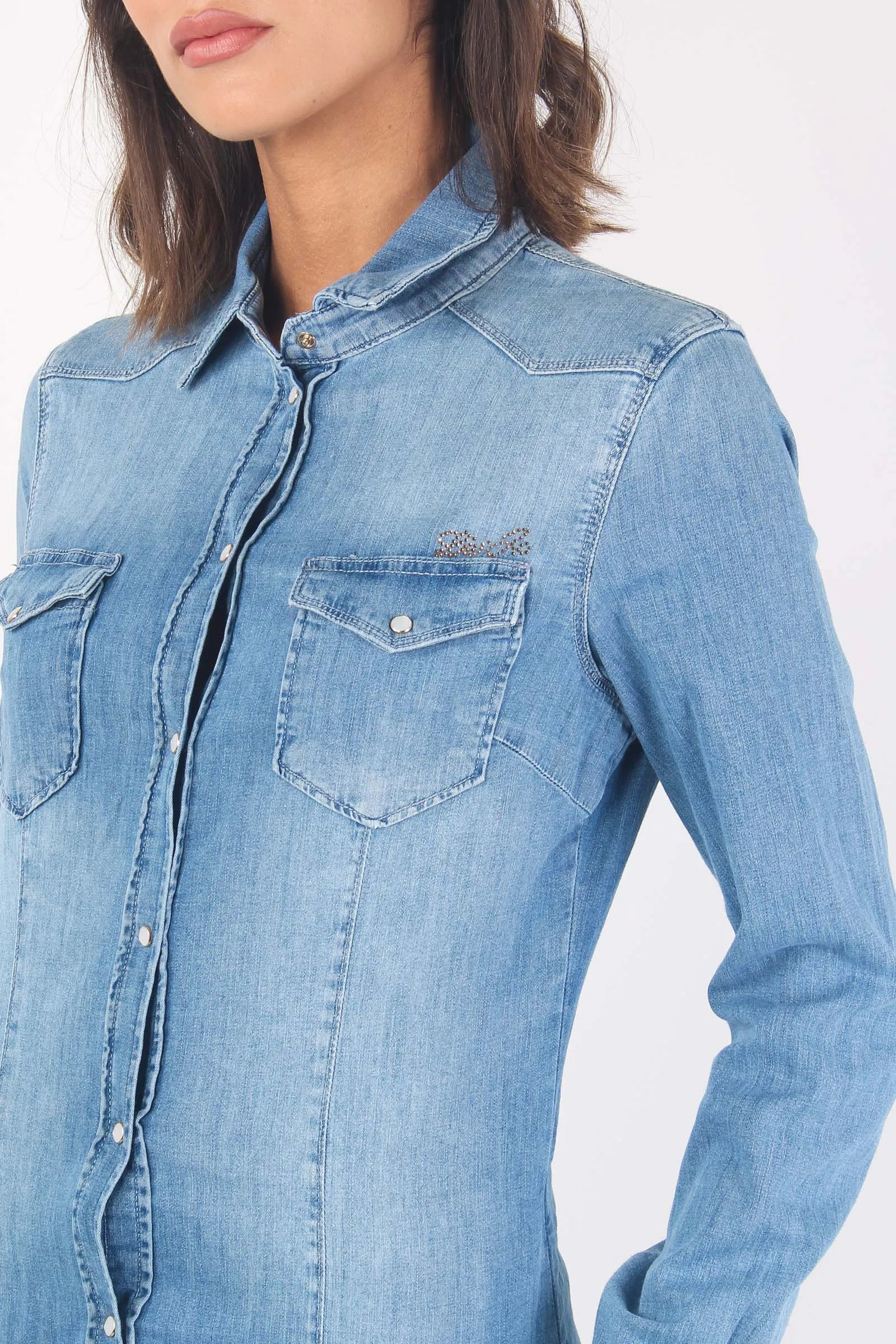 Camicia Denim Basica Denim Medio