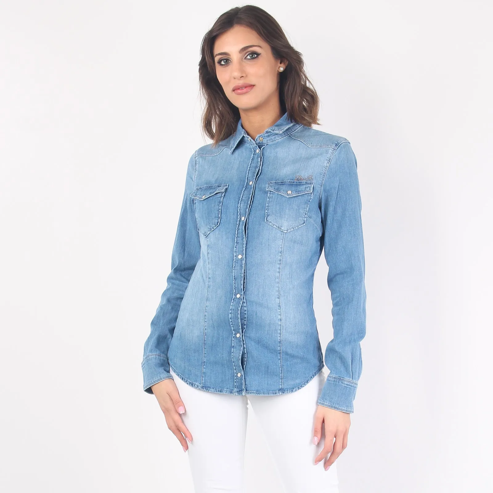 Camicia Denim Basica Denim Medio