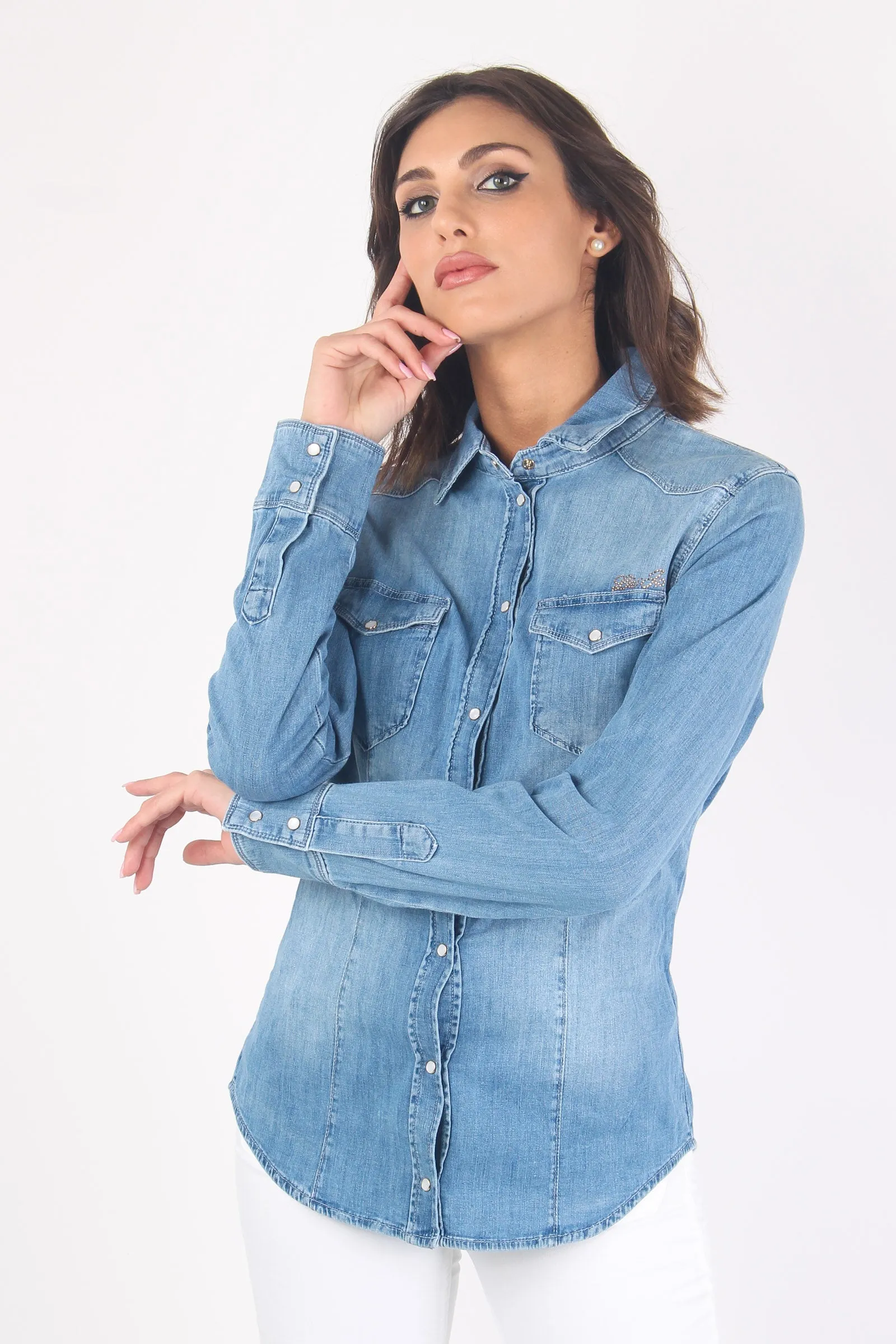 Camicia Denim Basica Denim Medio