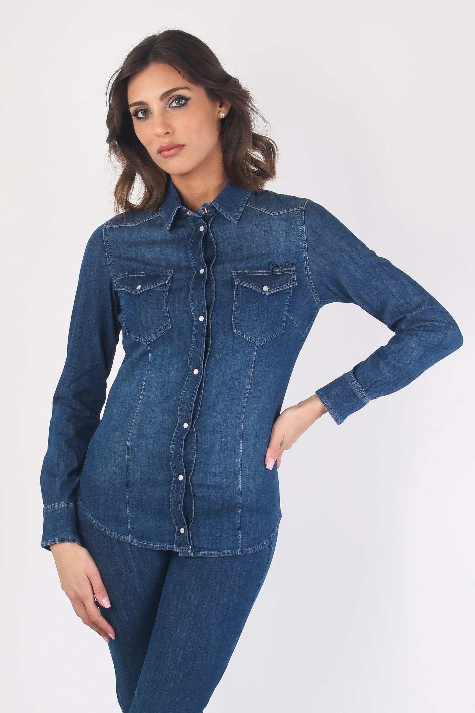 Camicia Denim Basica Denim Scuro