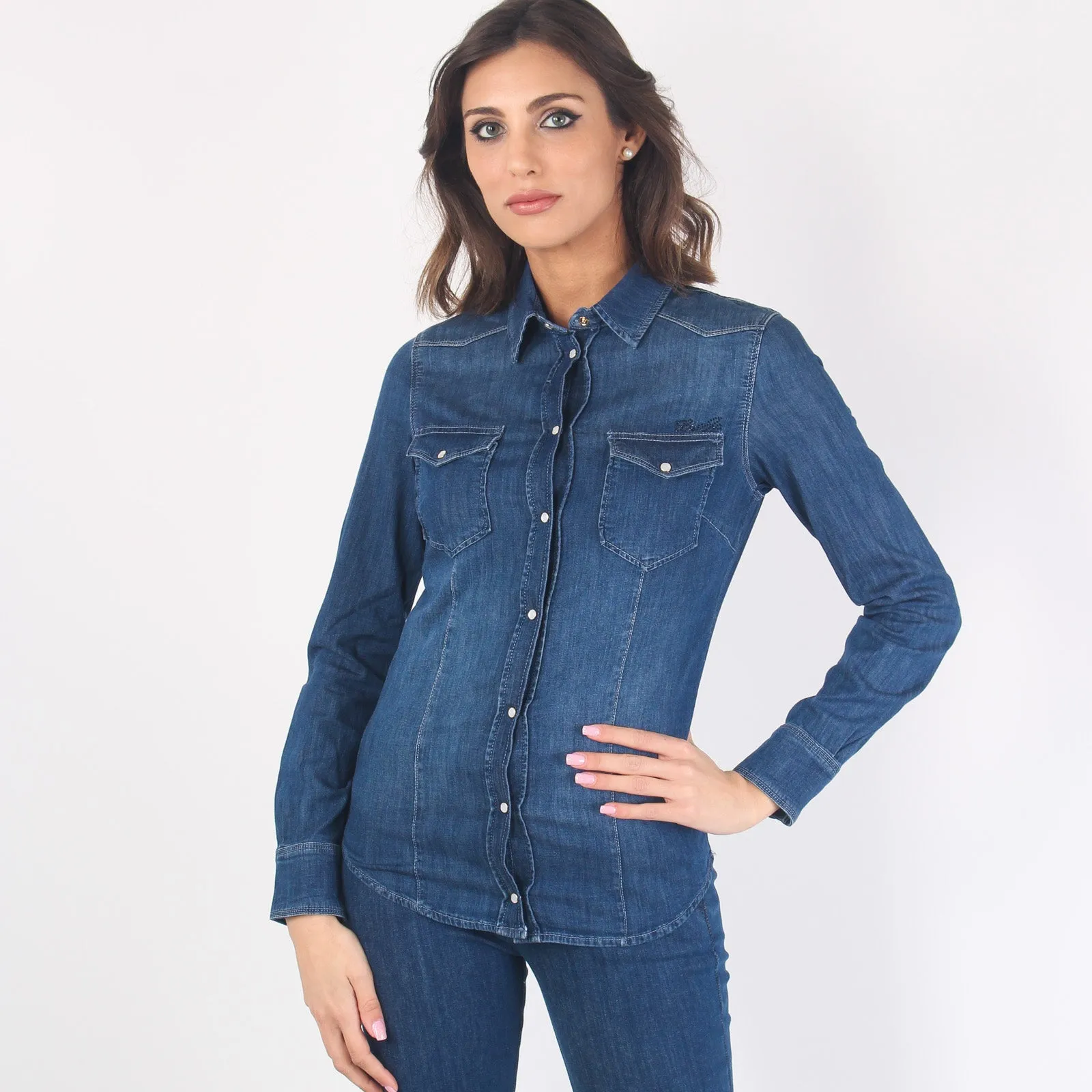 Camicia Denim Basica Denim Scuro