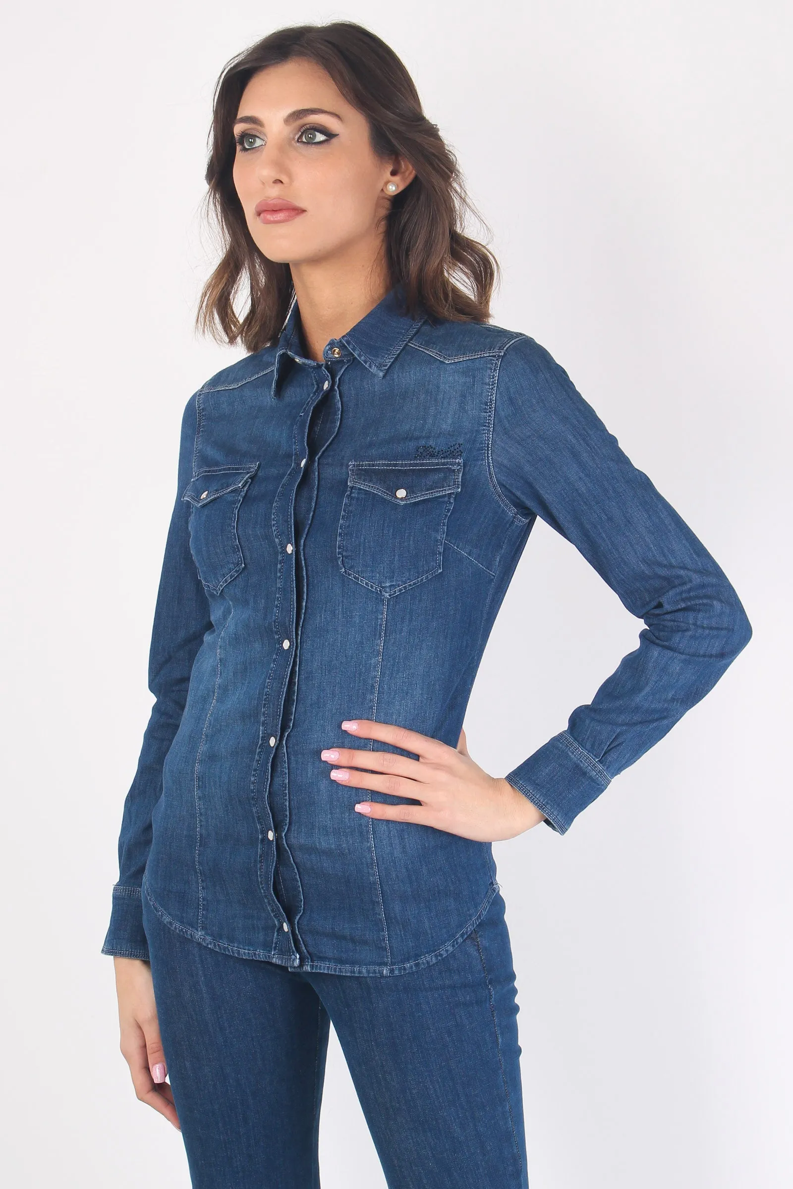 Camicia Denim Basica Denim Scuro