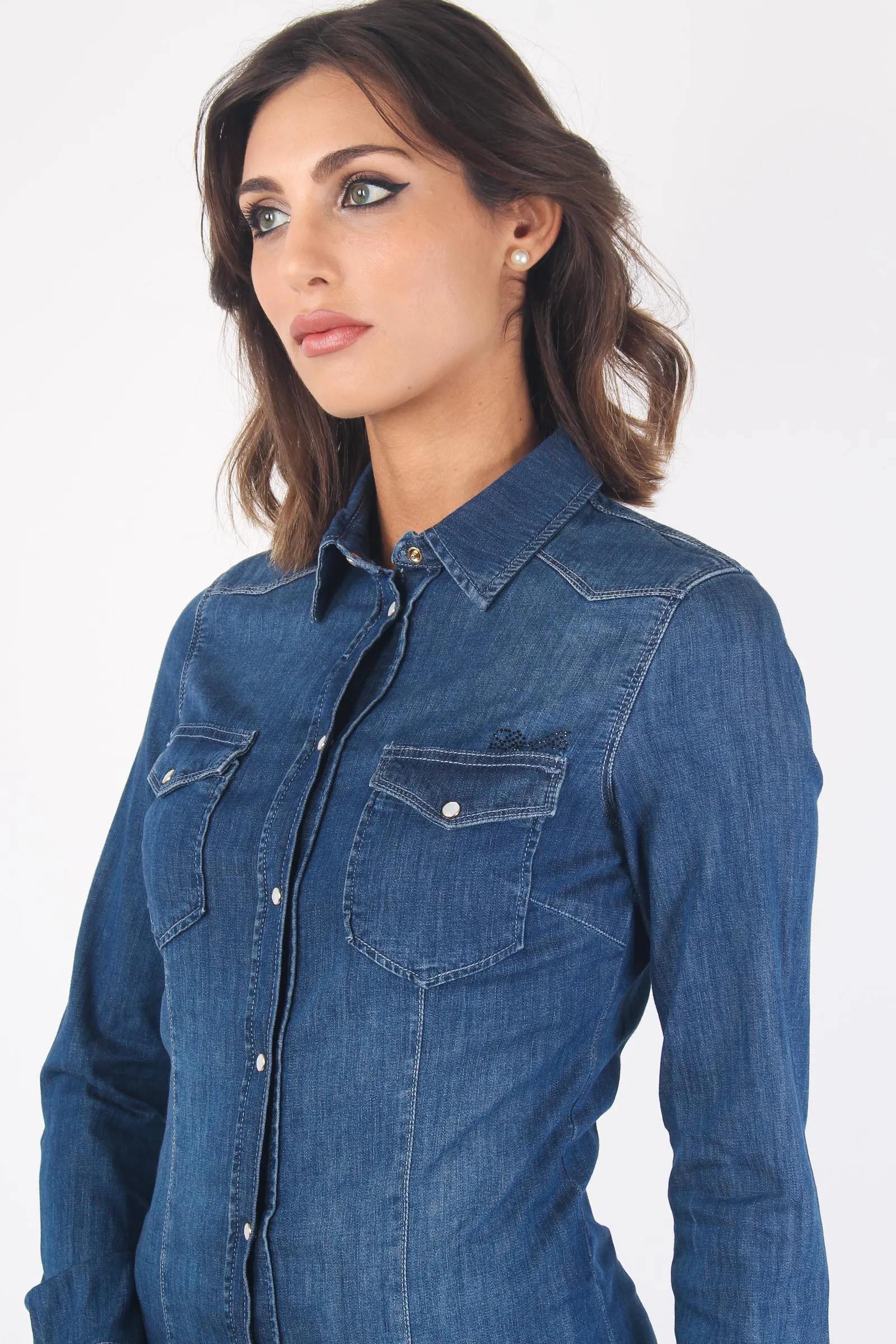 Camicia Denim Basica Denim Scuro