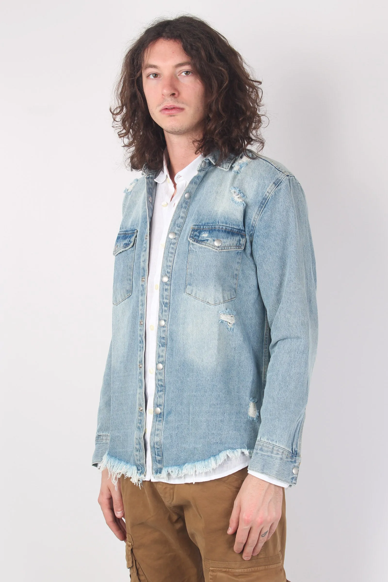 Camicia Denim Rotture Denim Chiaro