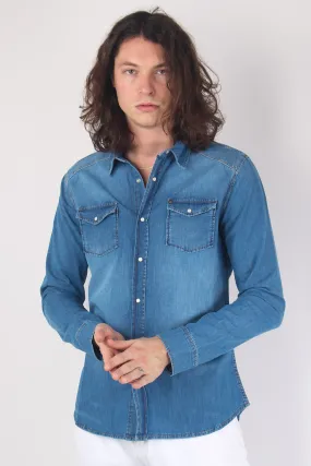 Camicia Denim Slim Denim Medio