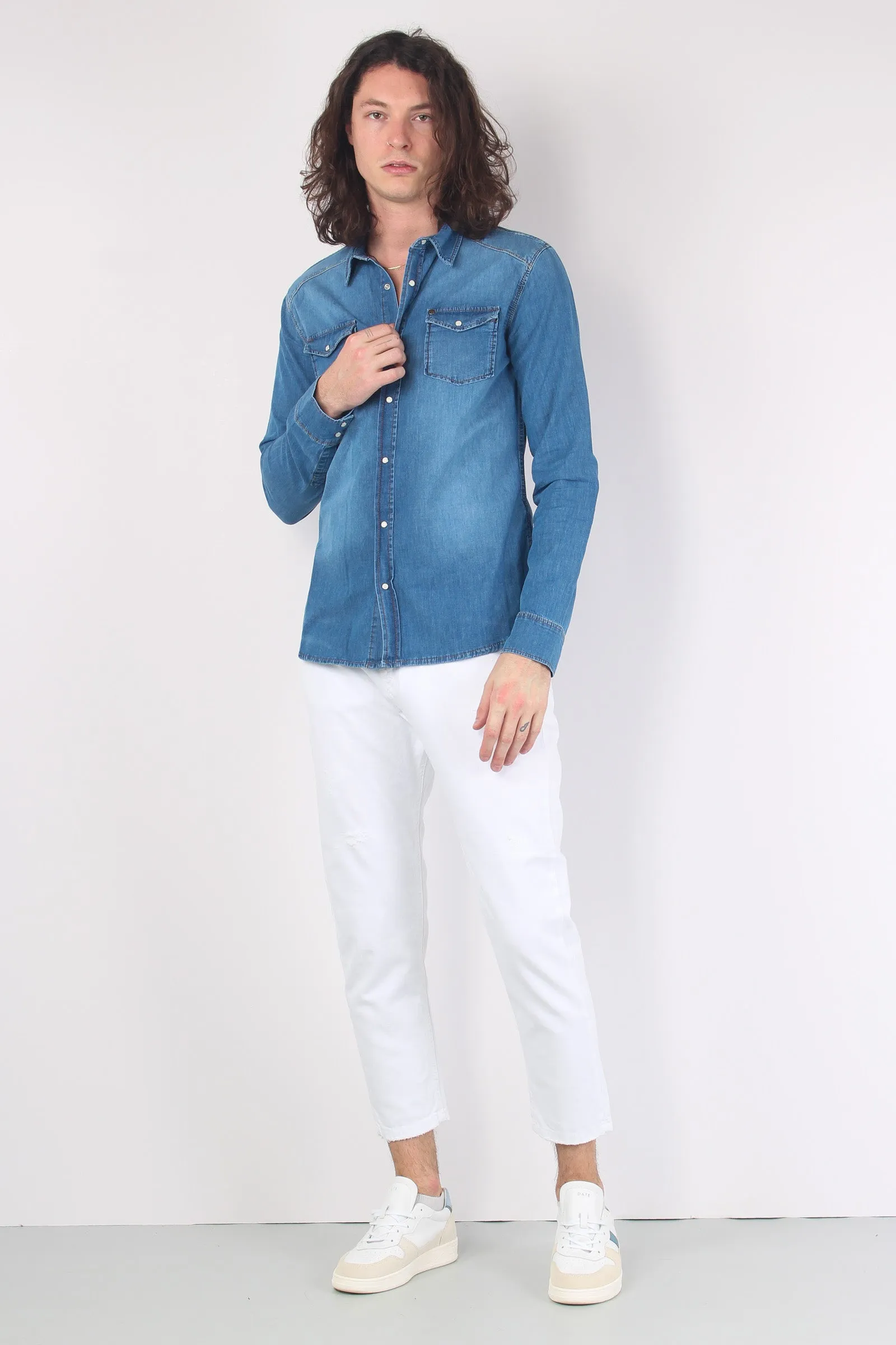 Camicia Denim Slim Denim Medio