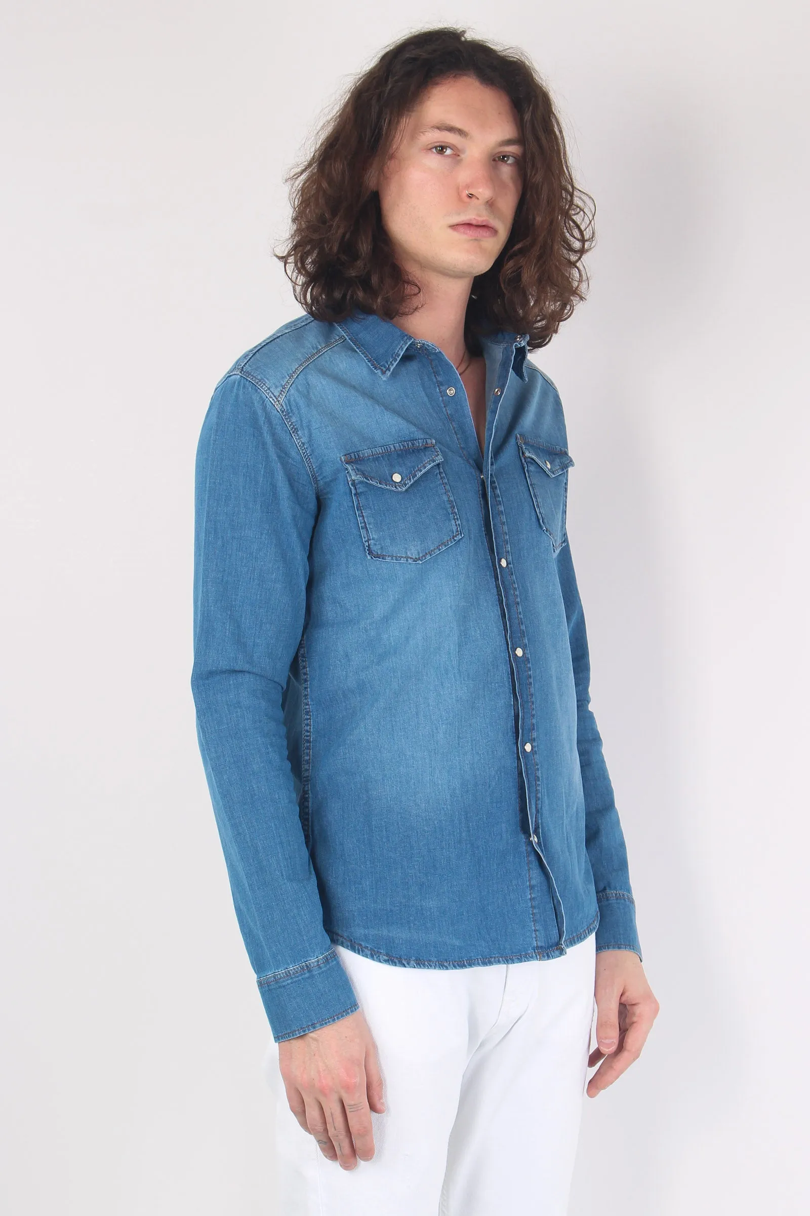 Camicia Denim Slim Denim Medio