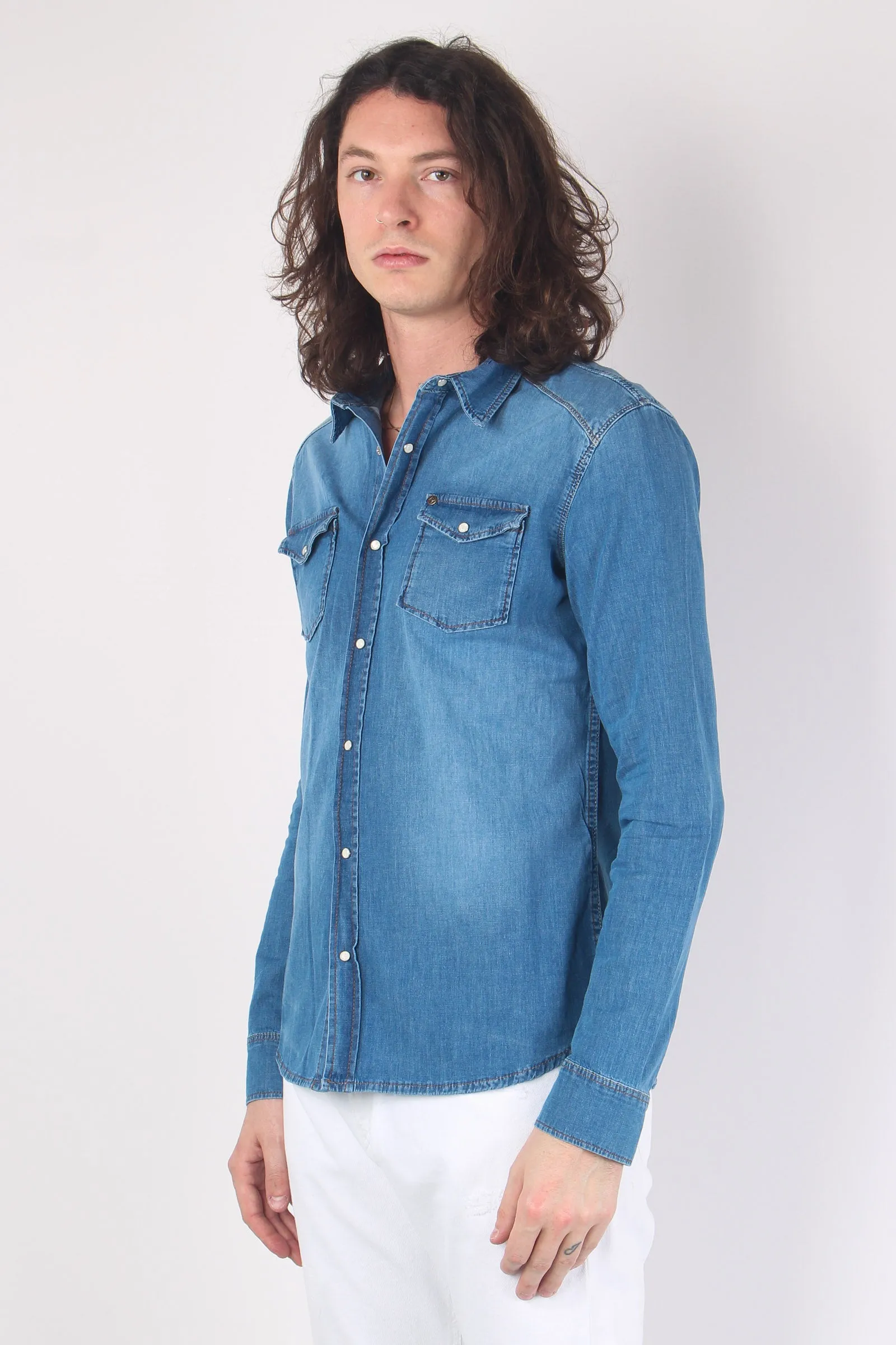 Camicia Denim Slim Denim Medio