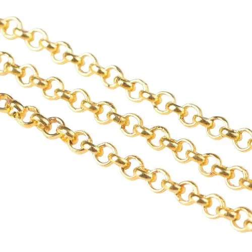 Chain, Iron, Rolo Chain, Belcher Chain, Open Link, Golden, 2.5mm