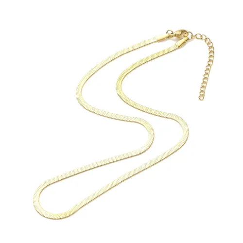 Chain Necklace, 304 Stainless Steel, Herringbone Chain Necklace, With Extender Chain, Golden, 40.5cm