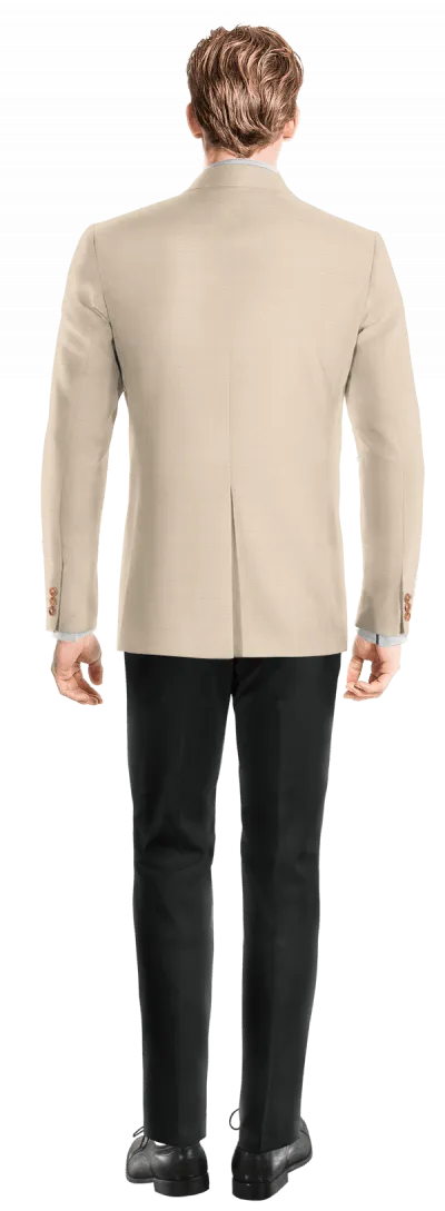 Champagne four buttons double breasted slim fit Jacket