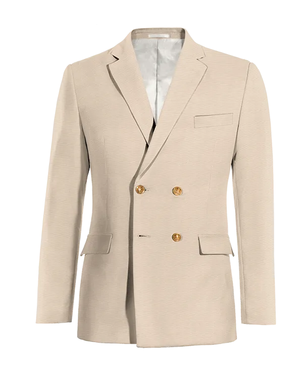 Champagne four buttons double breasted slim fit Jacket