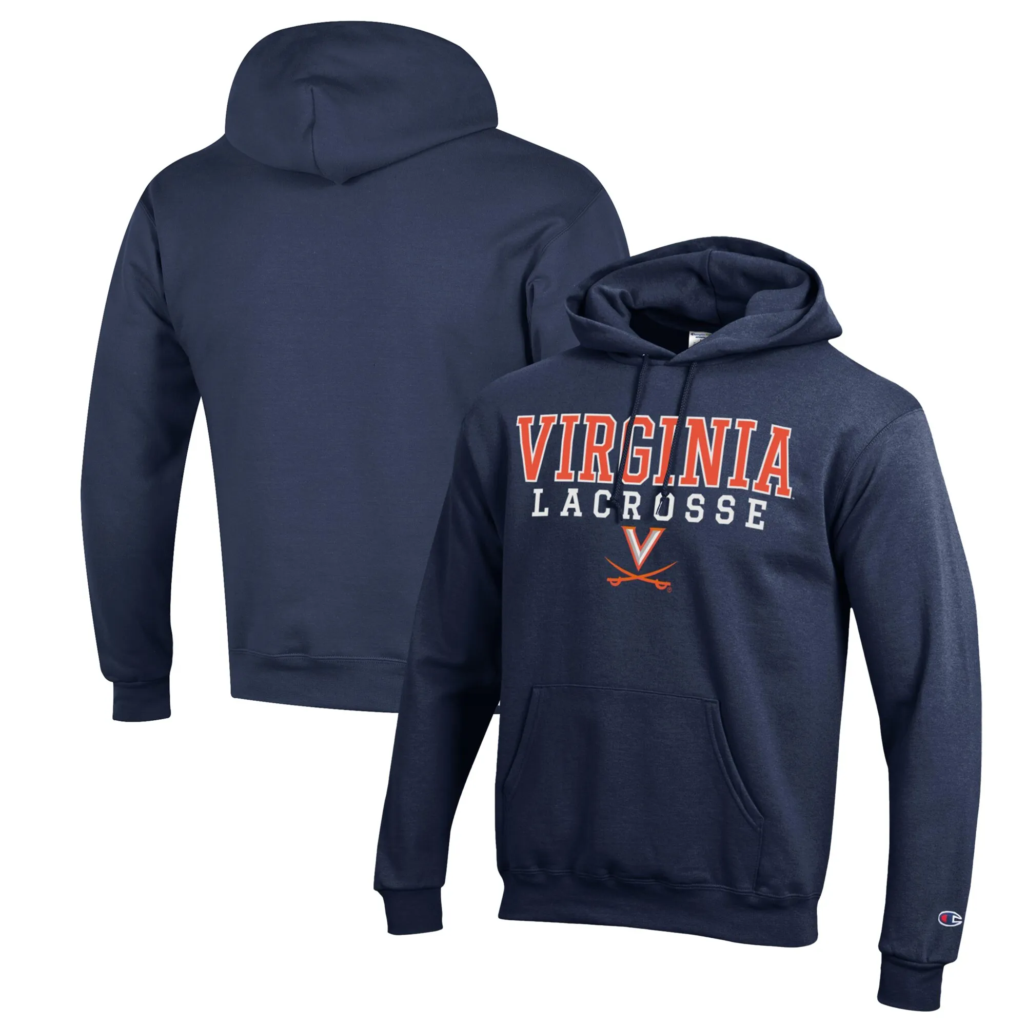 Champion Virginia Cavaliers Navy Stack Logo Lacrosse Powerblend Pullover Hoodie