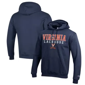 Champion Virginia Cavaliers Navy Stack Logo Lacrosse Powerblend Pullover Hoodie