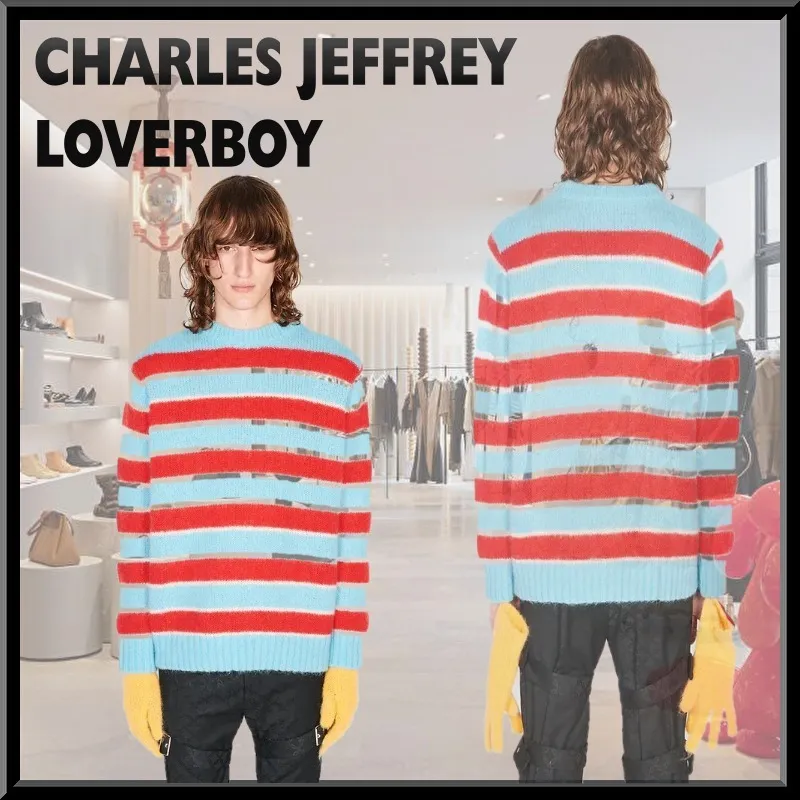 Charles Jeffrey LOVERBOY  |Crew Neck Stripes Casual Style Unisex Wool Nylon