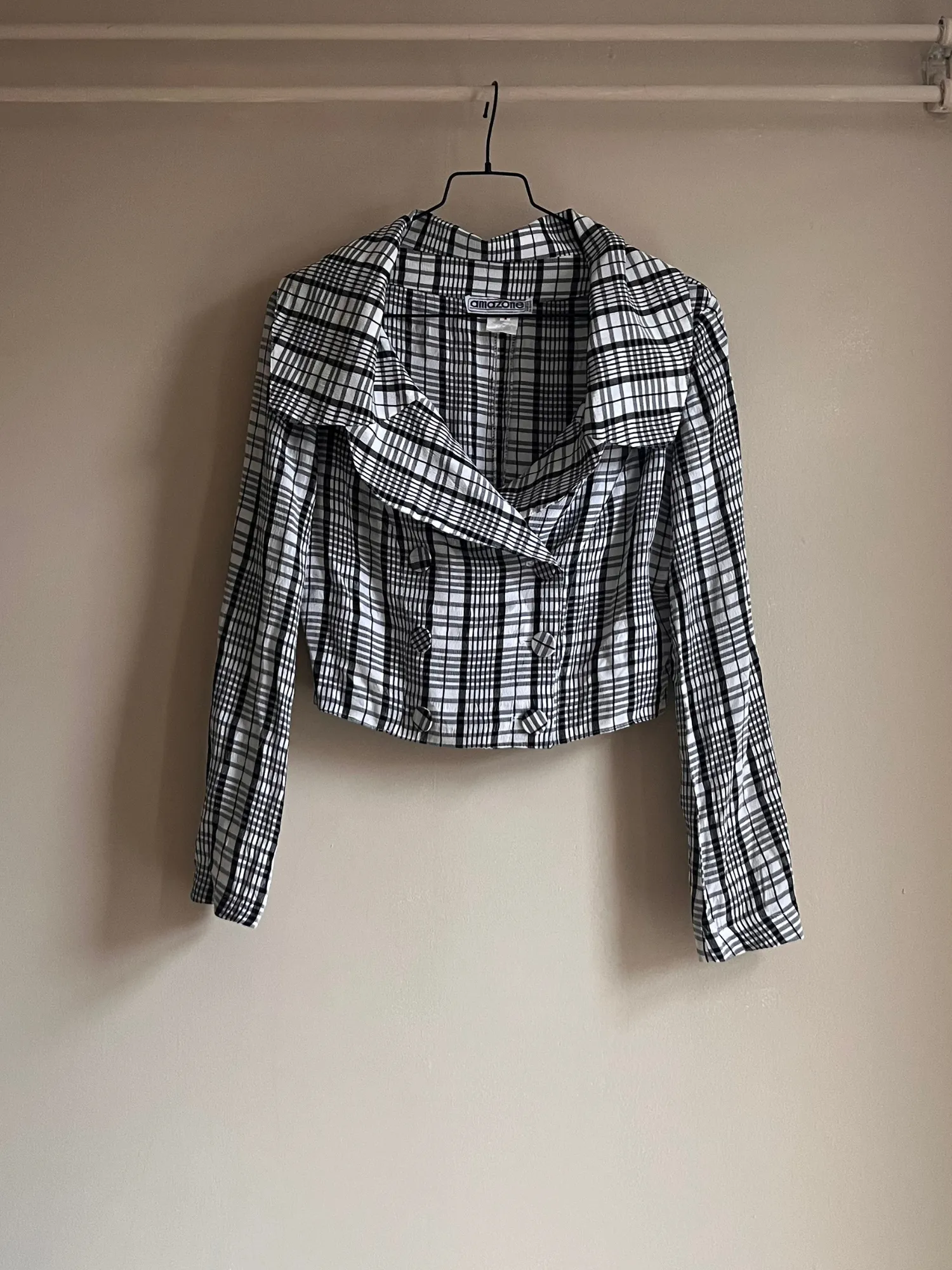 Checkered Double Breasted Short Blouse  -S  | Vintage