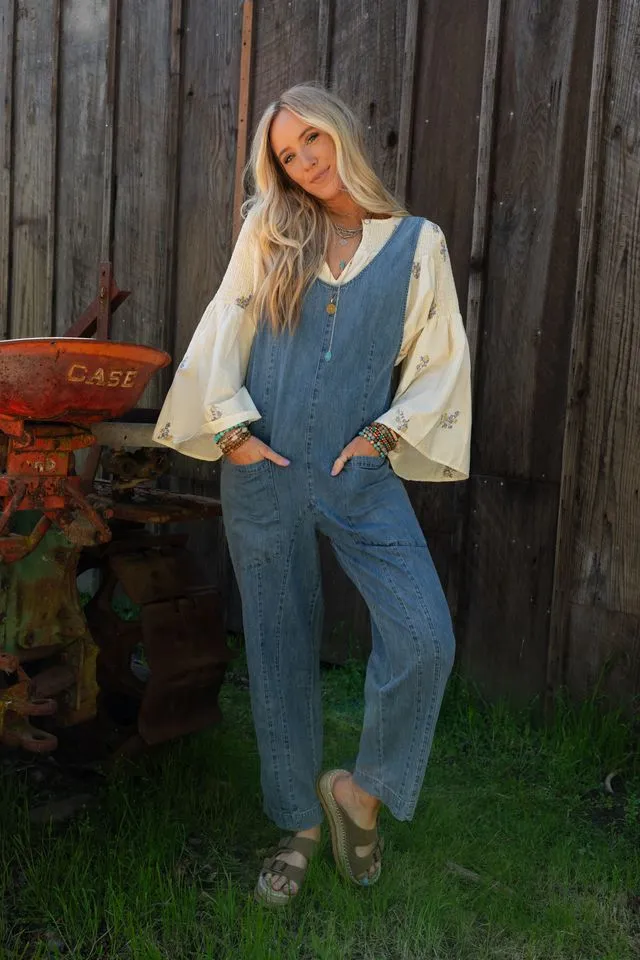 City Sunrise Denim Overalls - Denim