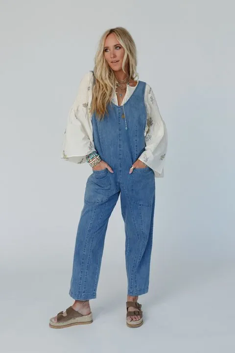 City Sunrise Denim Overalls - Denim